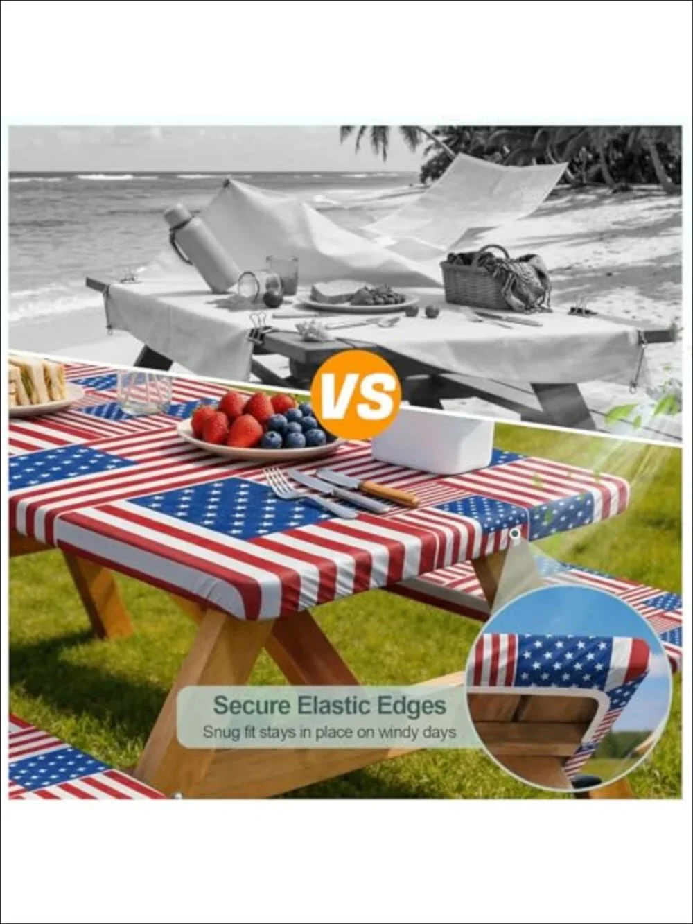 Waterproof Picnic Table and Bench Covers Set Fitted Elastic Outdoor Camping